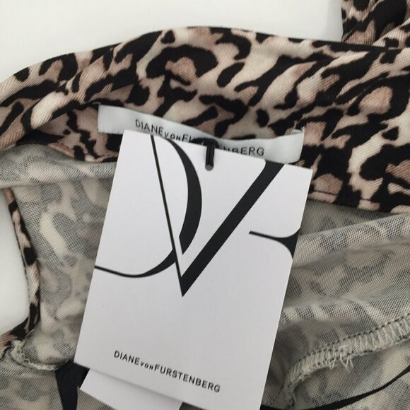 DVF Diane von Furstenberg Jolene Leopard Bark Small shift dress silk tan new 0 - Picture 5 of 6